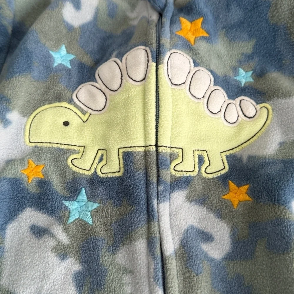 Kids Headquarters Dinosaur Print Footies - Blue and Gray